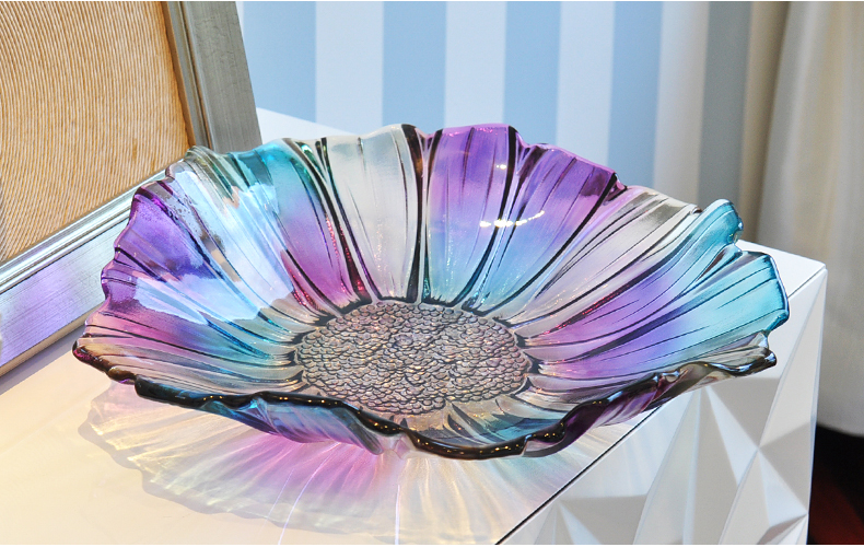 High quality colorful crystal glass fruit bowl