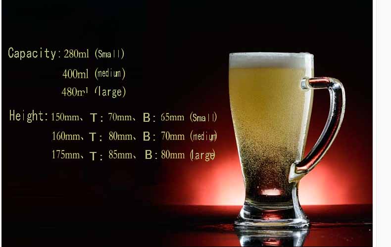 glass beer mug with handles