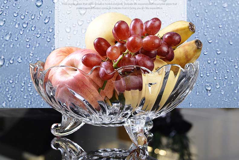 European big glass bowls with feet, fruit bowls wholesale