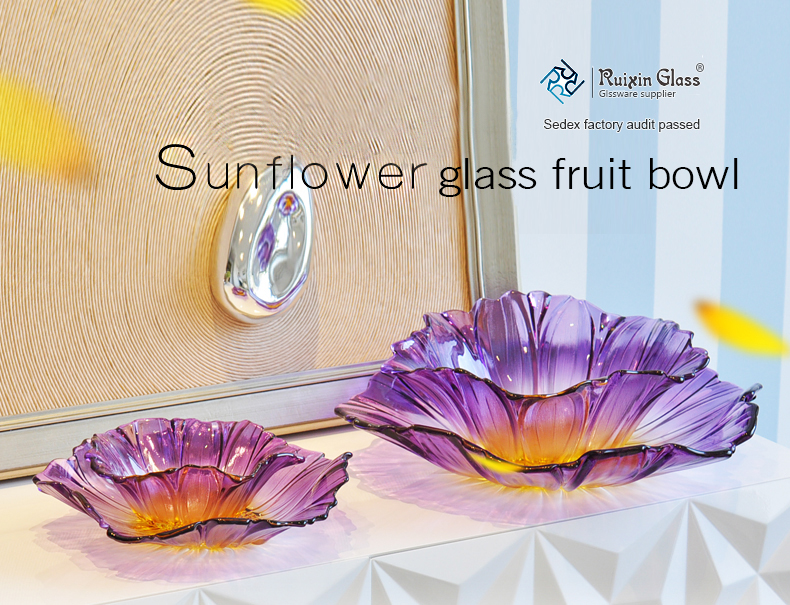 High quality colorful crystal glass fruit bowl