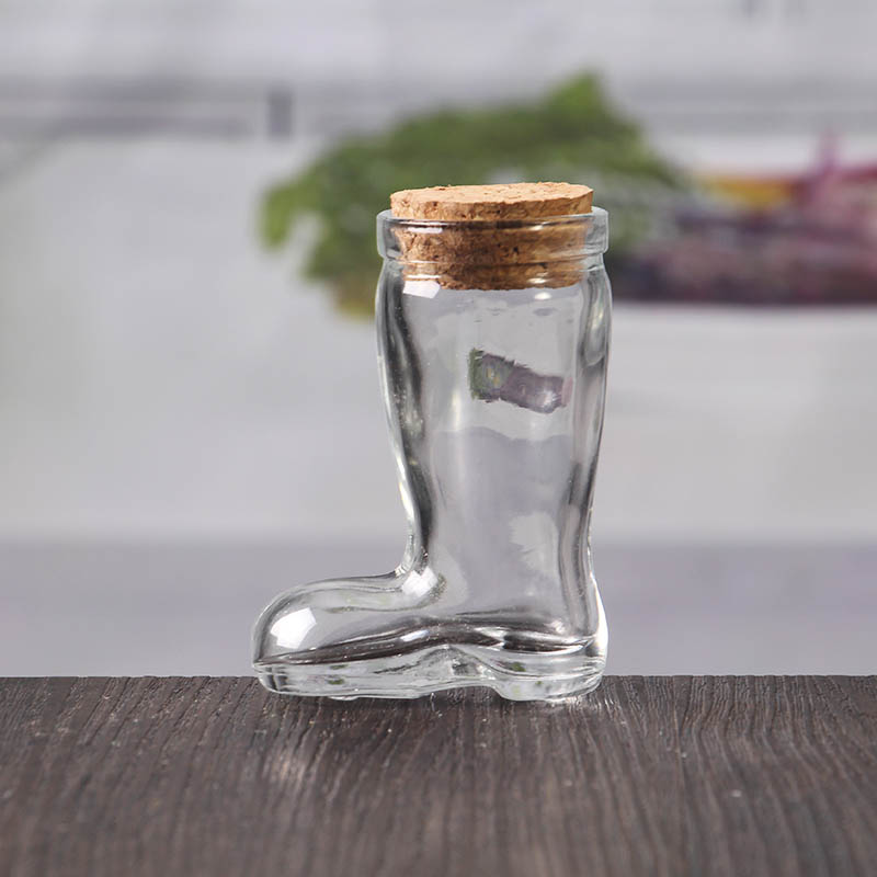 Boot shaped glass bottle