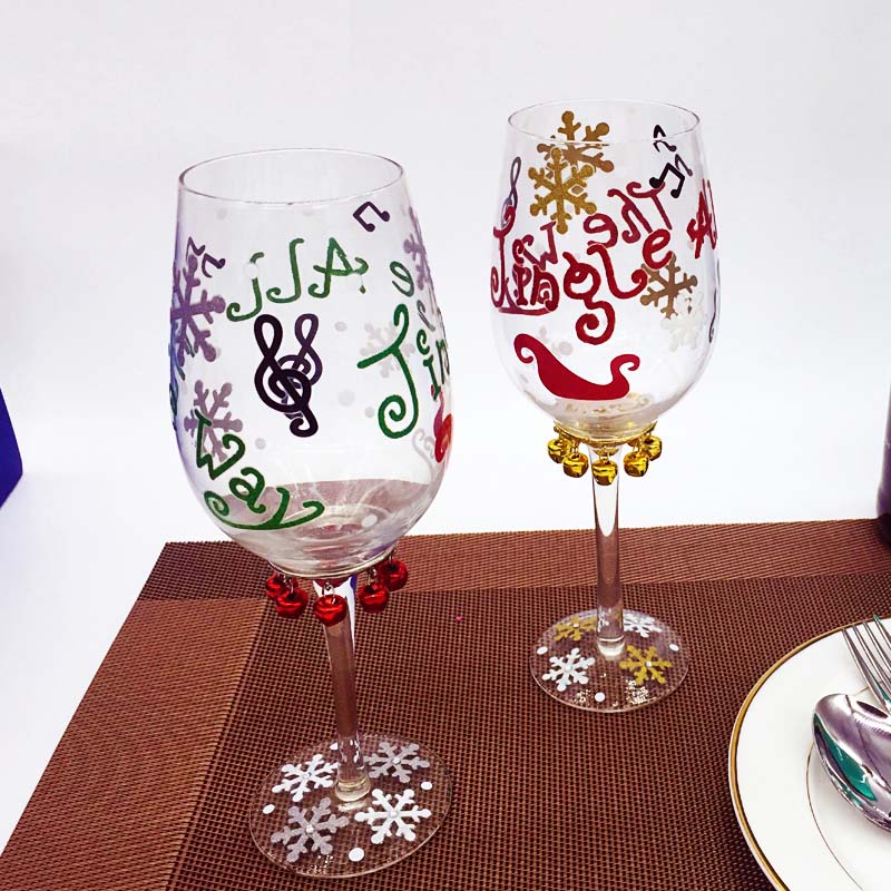hand painted christmas tree wine glasses