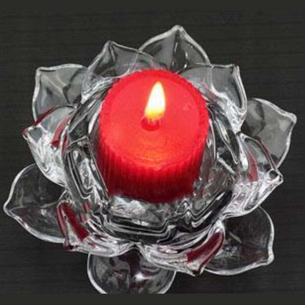 Blue lotus glass candle holder