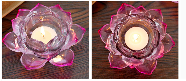 pink crystal lotus candle holder 