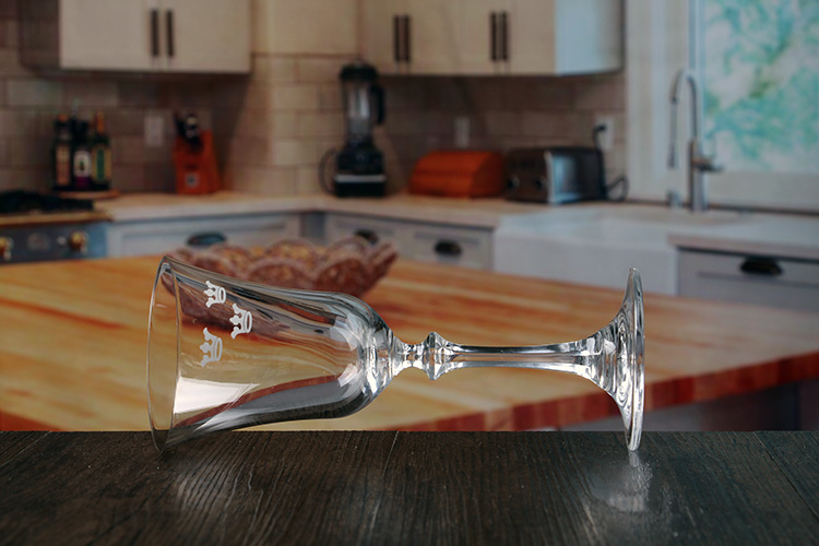 Champagne glasses with logo