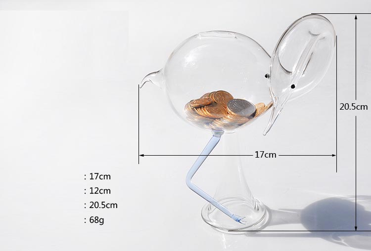 Crane shape glass saving bank and glass money box small glass jars glass jars wholesale