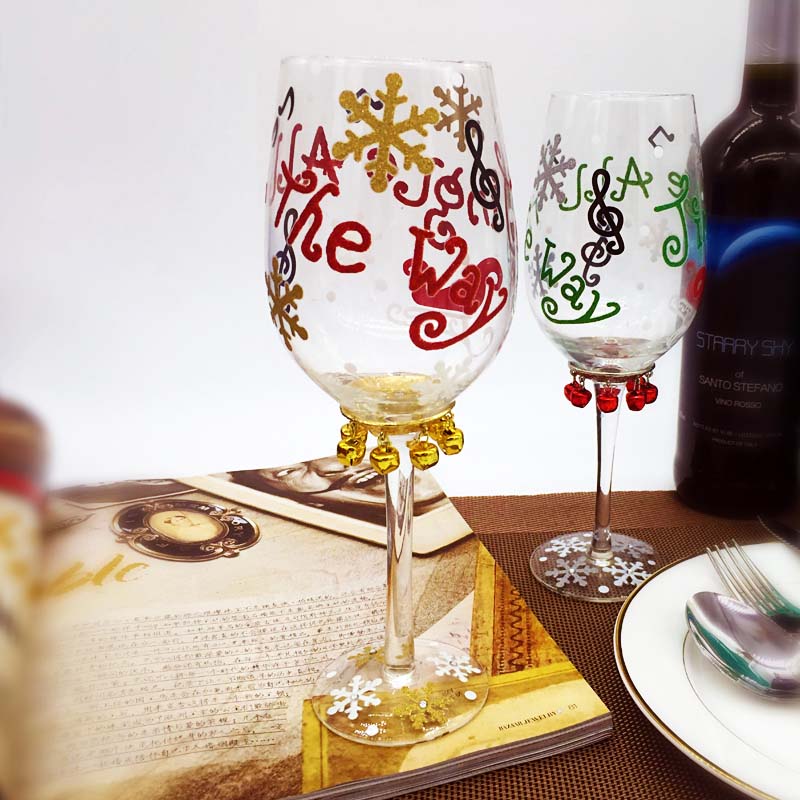 hand painted christmas tree wine glasses