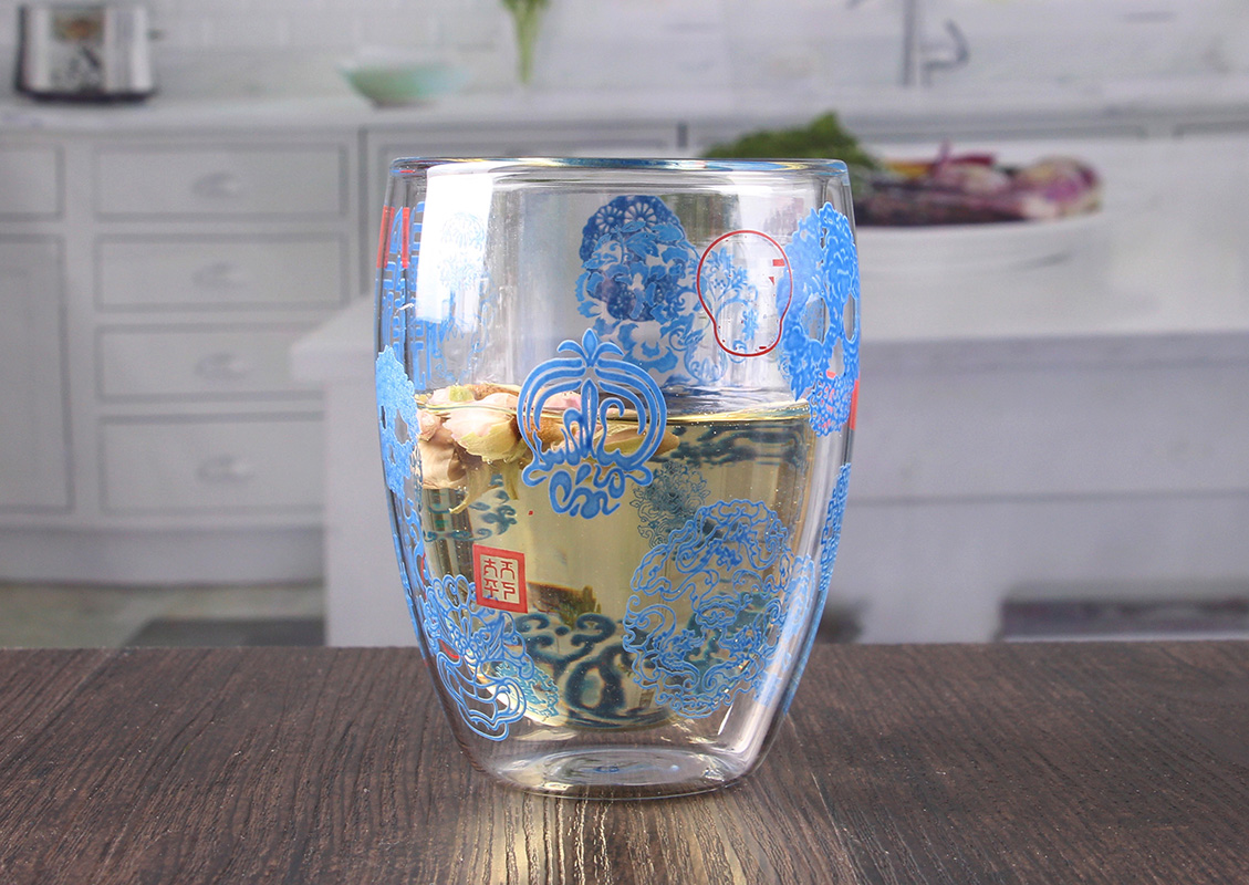 Double Wall Decaled Glass Cups