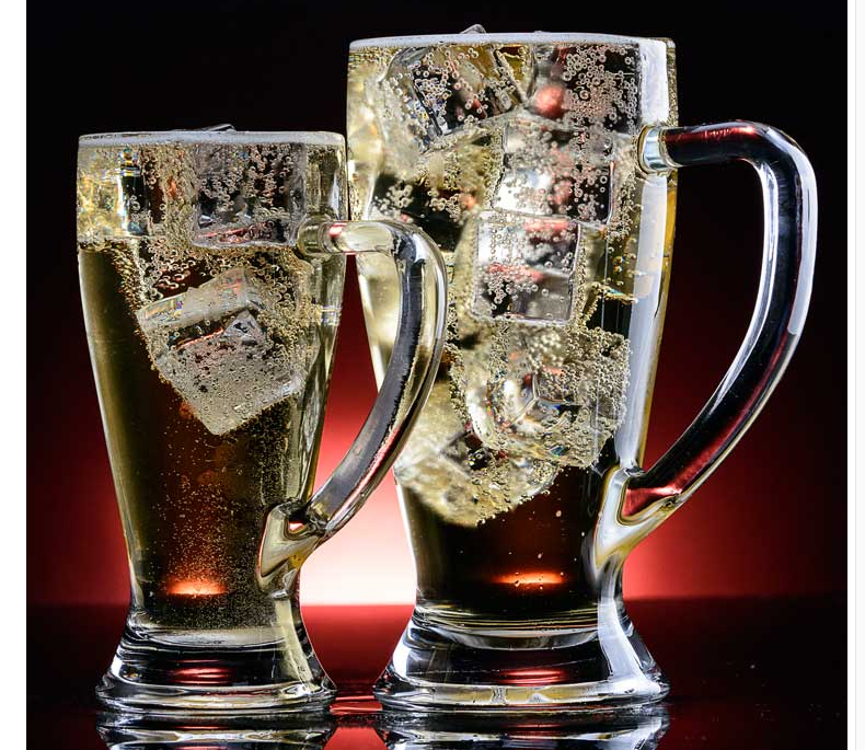 glass beer mug with handles