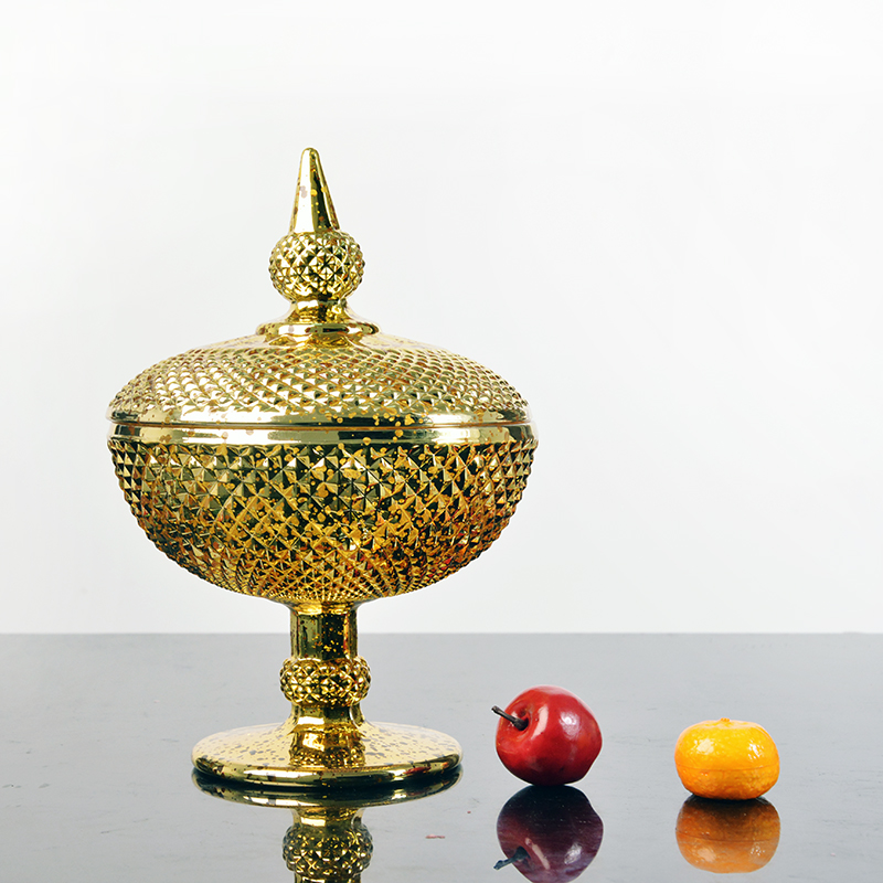 gold plated glass candy bowl