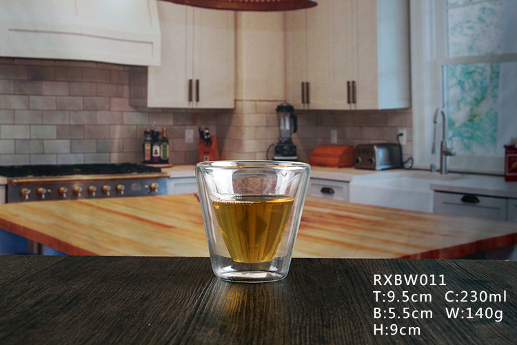 double layer glass cup