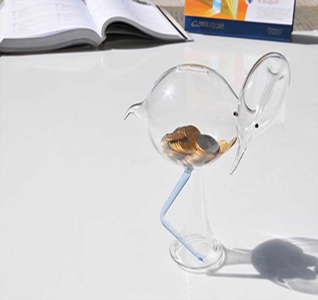 Crane shape glass saving bank and glass money box small glass jars glass jars wholesale