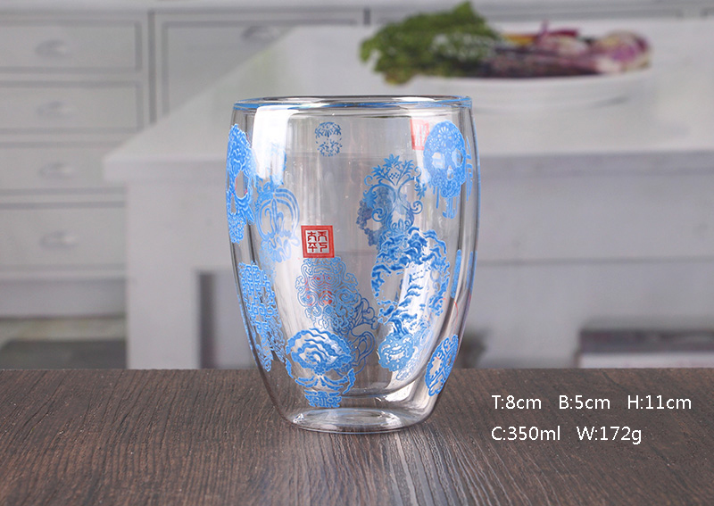 Double Wall Decaled Glass Cups