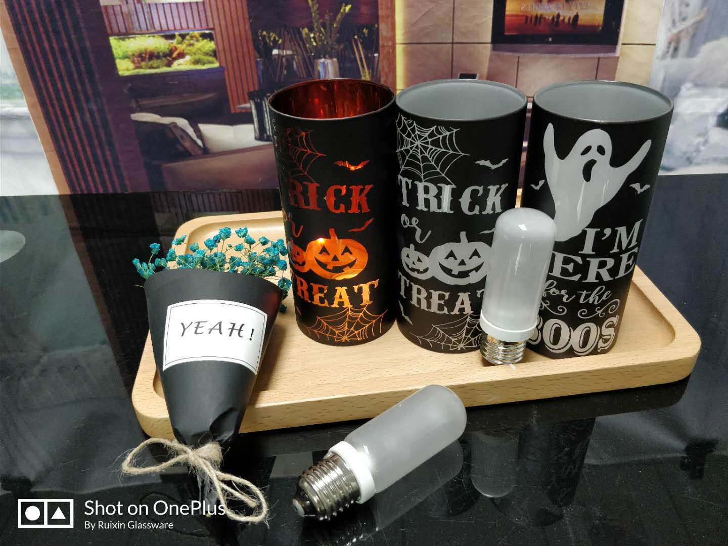 Halloween glass candle  holder wholesale, Candle  holder for halloween decor