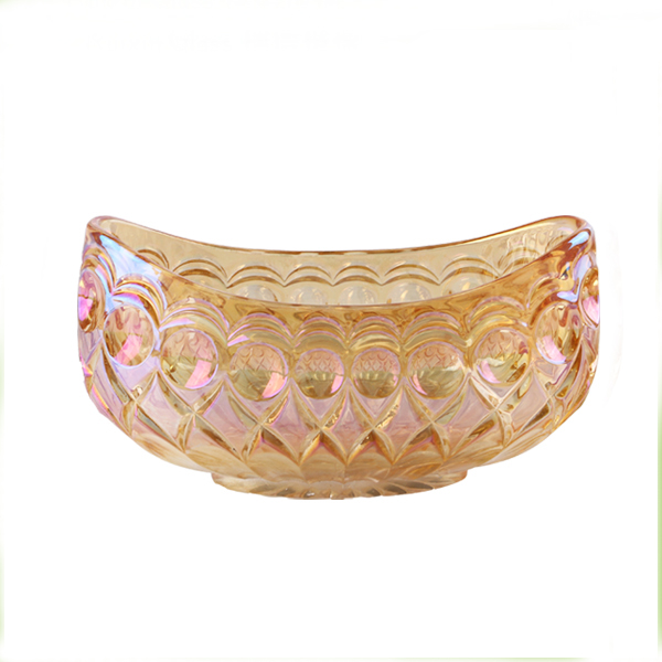 electroplated boat shaped glass fruit bowl