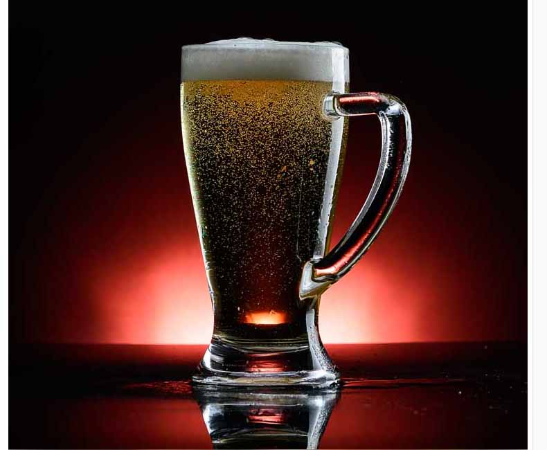 glass beer mug with handles