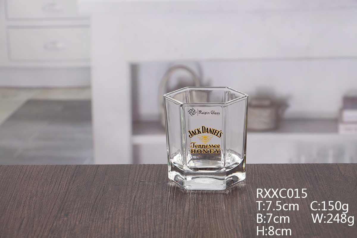 Hexagon Decal Whiskey Glasses