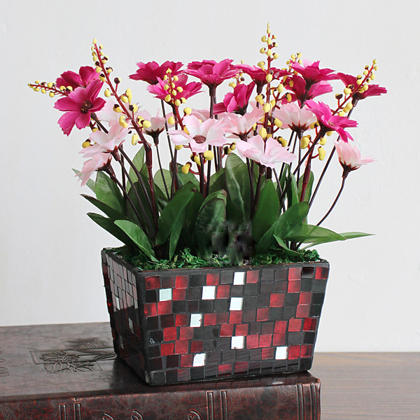 mosaic glass flower pot