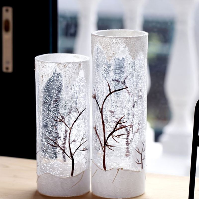 white flower vases