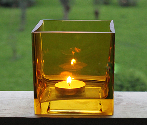 Colored glass candle holders 