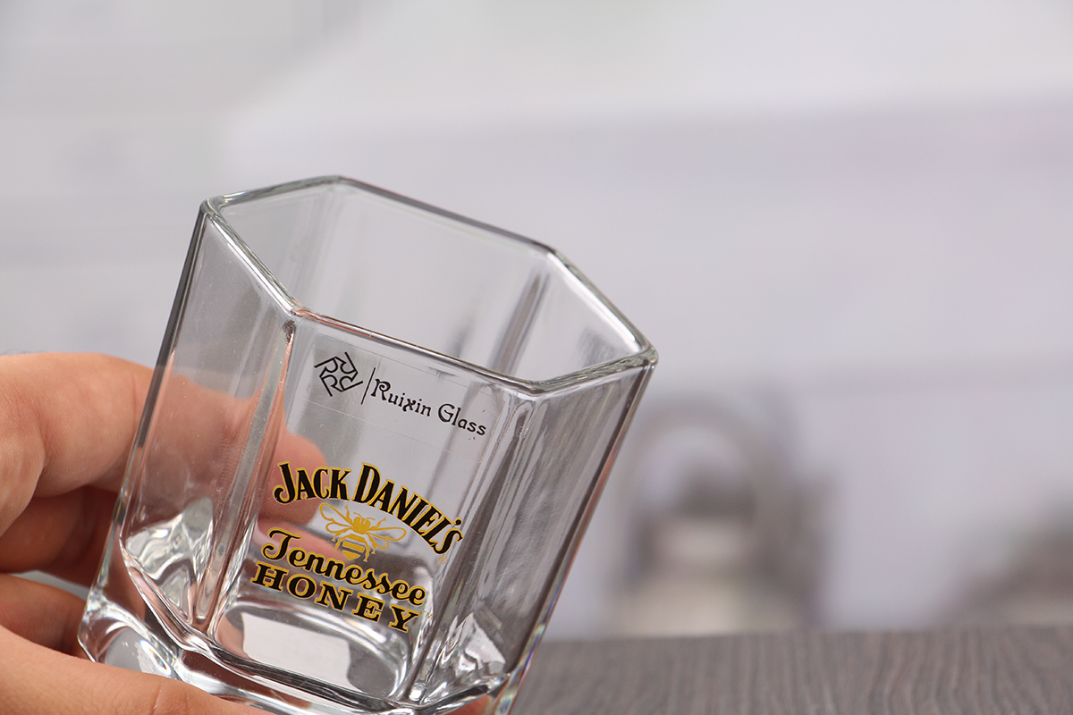 Hexagon Decal Whiskey Glasses