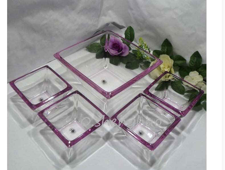Square glass bowl suits transparent glass fruit plate supplier
