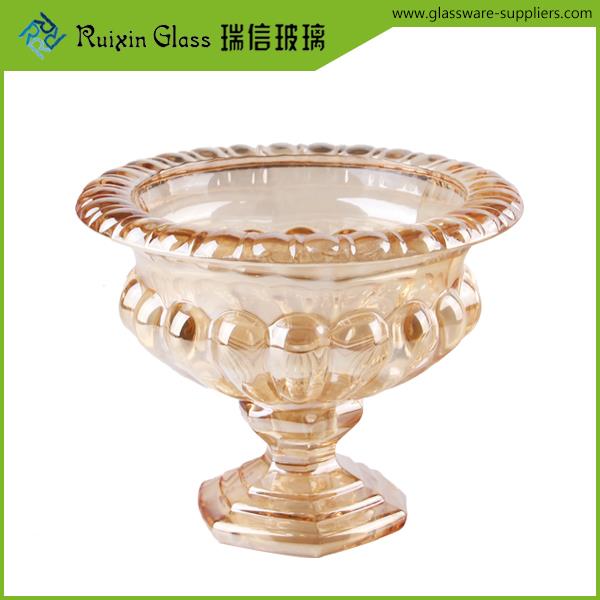 electroplated boat shaped glass fruit bowl