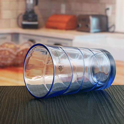 blue drinking glass