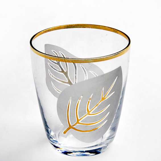 gold rimmed Whiskey glasses