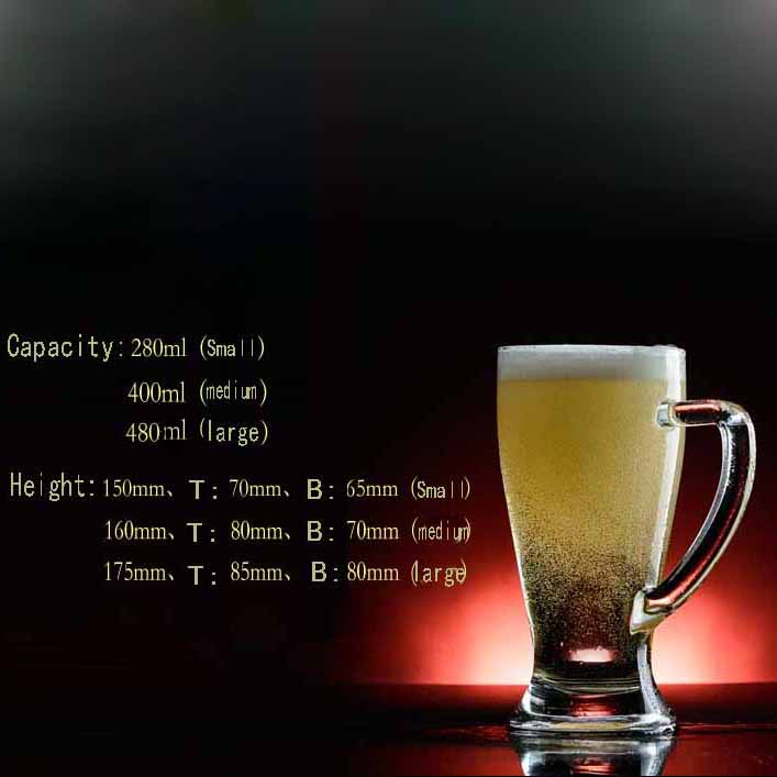 glass beer mug with handle