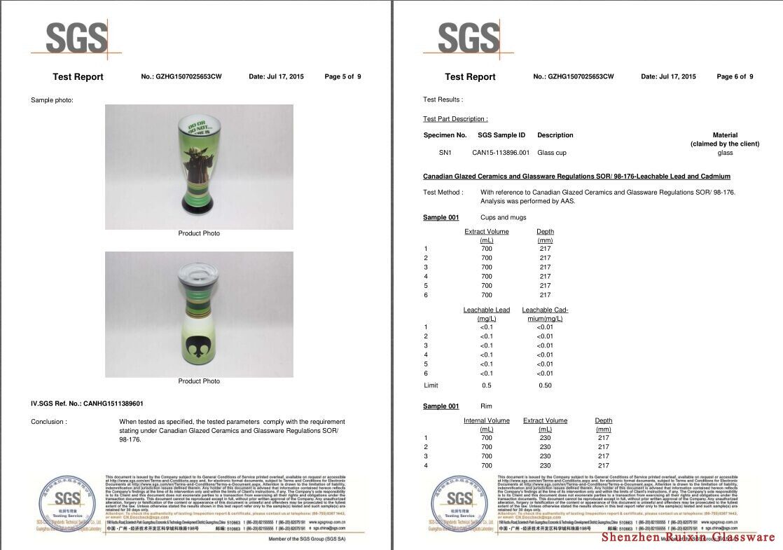 certificates, china glassware,glassware manfuacturer