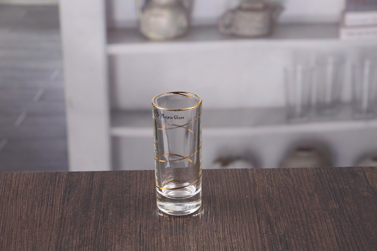 Gold Rim Shot Glass