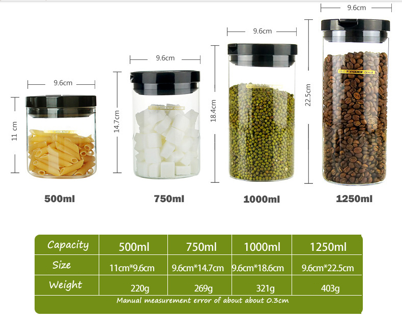 Storage jars glass with lids