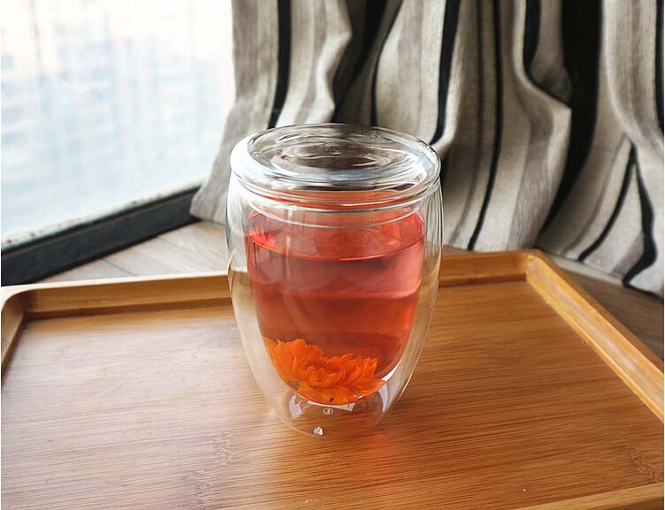 Heat resistant glass tea cup