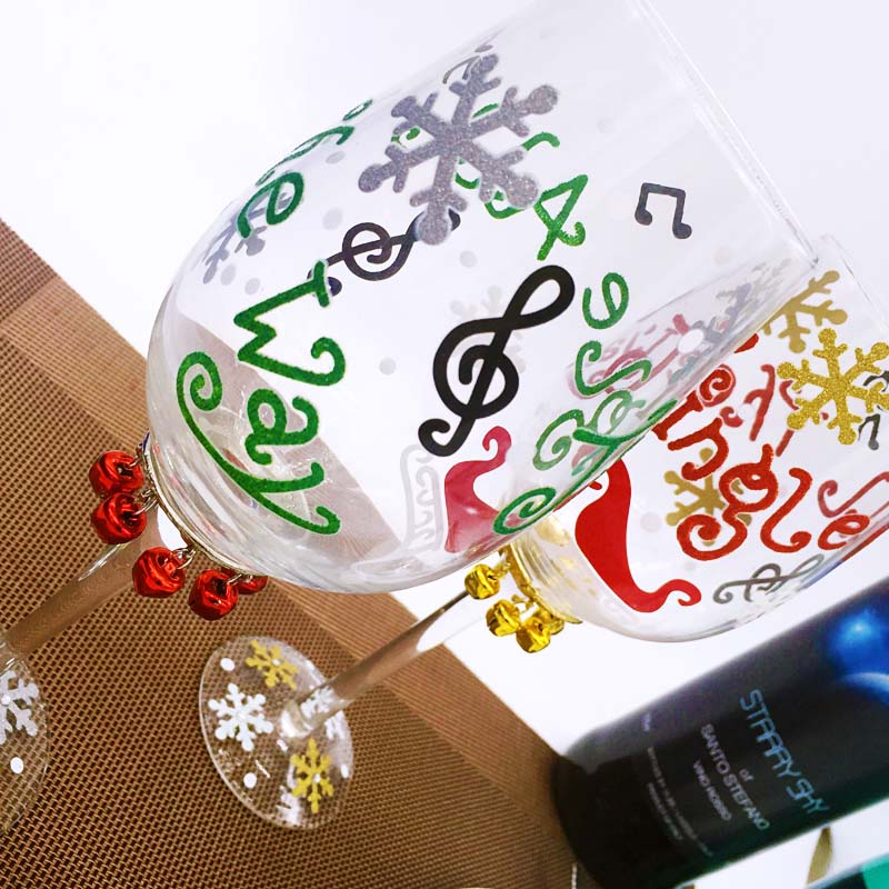 hand painted christmas tree wine glasses