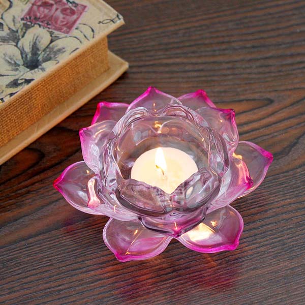 pink crystal lotus candle holder 