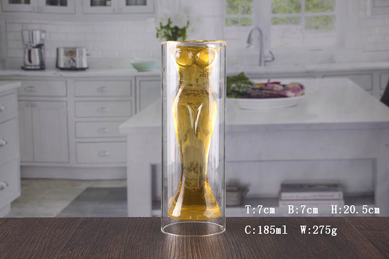 Woman shaped double walled beer mug