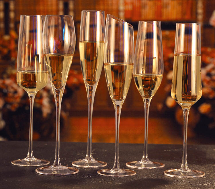 Hand blown crystal champagne flutes