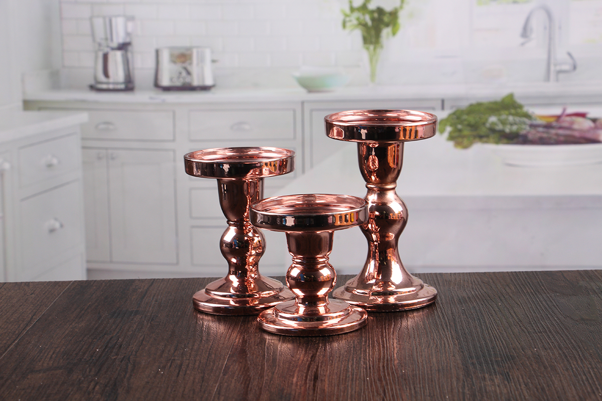 Glass pillar candle holders