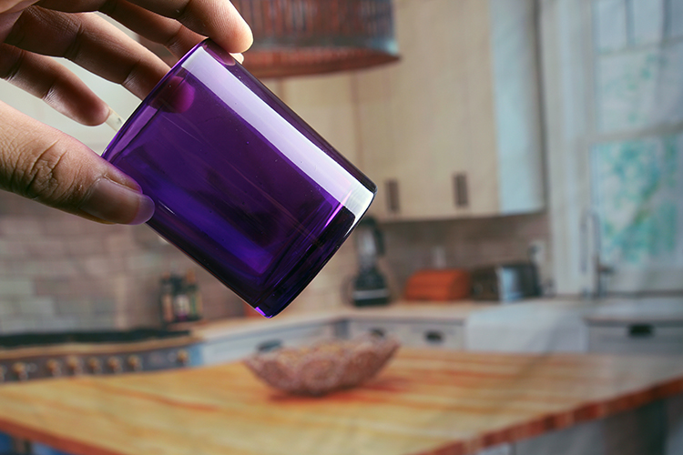 purple candle holders