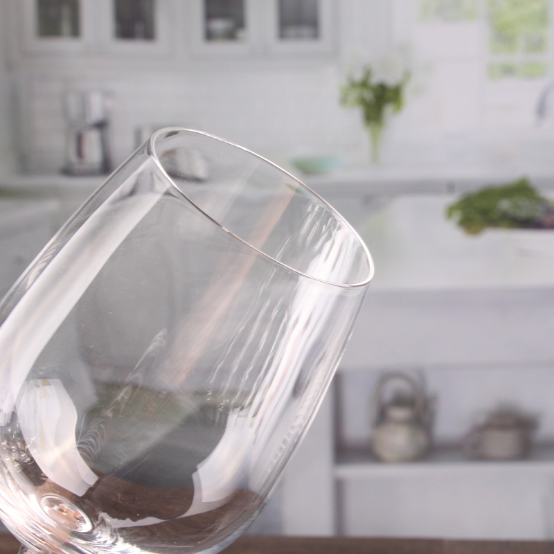 Mouth blown wine glass