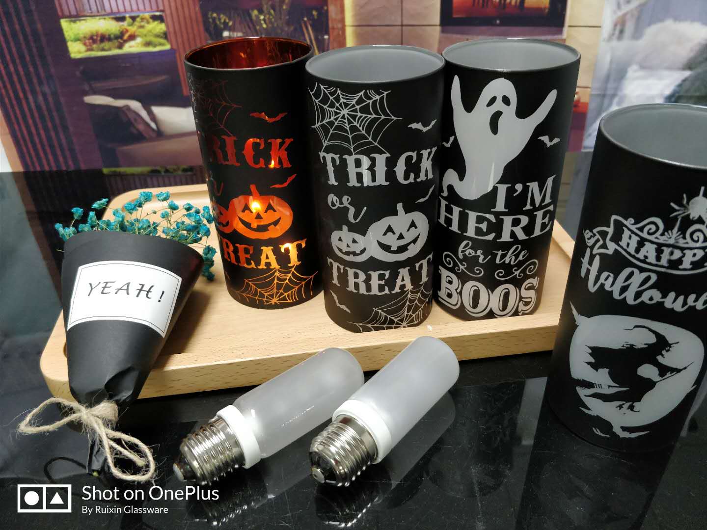 Halloween glass candle  holder wholesale, Candle  holder for halloween decor