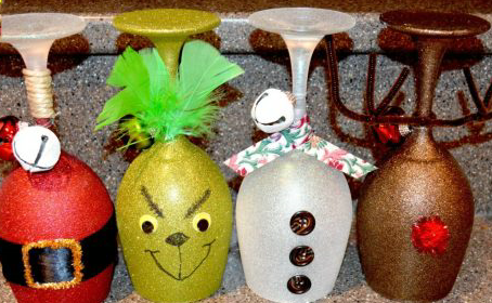 Idées de bougeoirs en verre de vin de Noël
