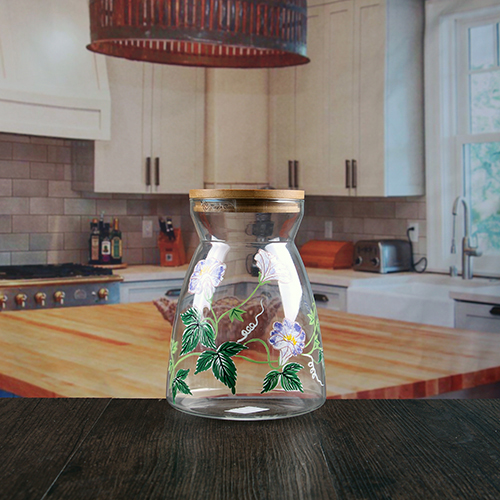 1000ML 대용량 분명 단순한 로고 부착 밀봉된 유리 나무 뚜껑 항아리