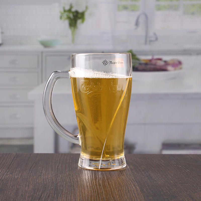12oz economici occhiali trasparenti birra bicchieri con manico