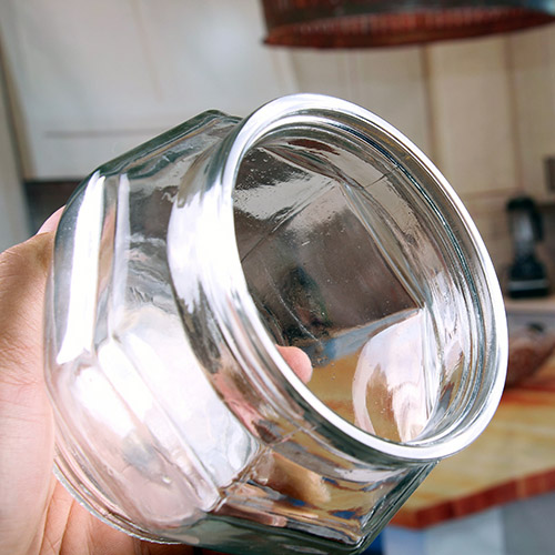 460ml goedkope achthoekglasopslagbakken met afgesloten glazen deksels