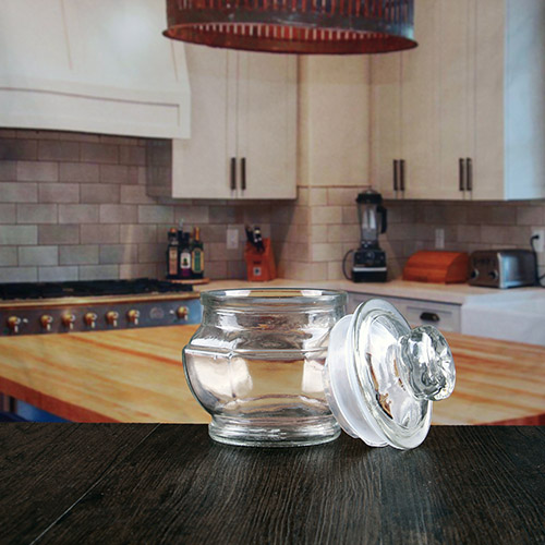 460ml goedkope achthoekglasopslagbakken met afgesloten glazen deksels