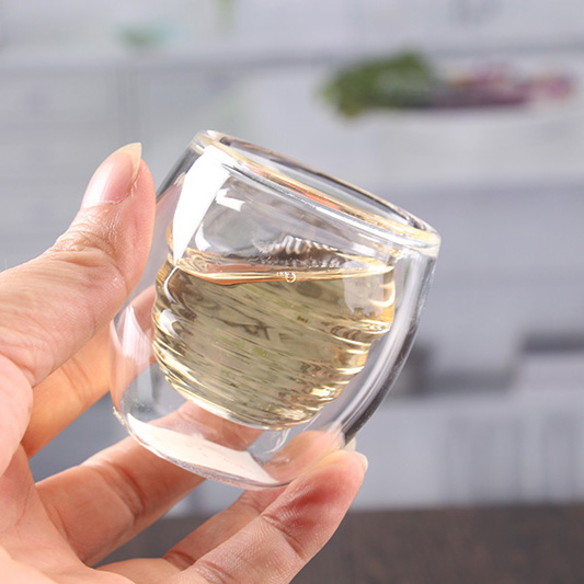 Tazze di vetro doppio di vetro 50ML a caldo poco resistente caldo isolate