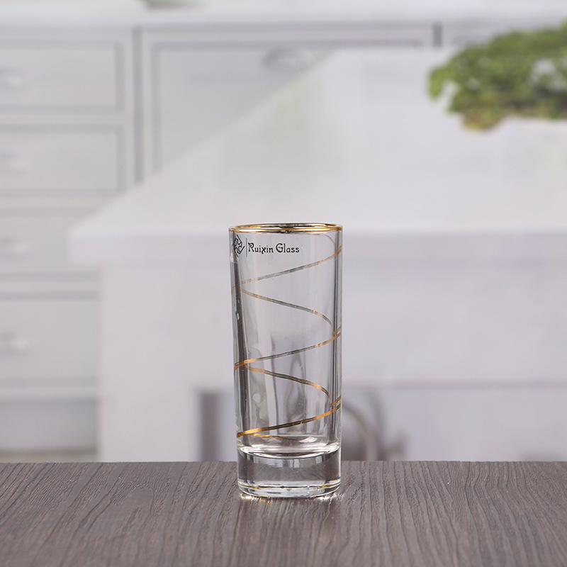 중국 55 ml 두꺼운 하단 골드 테두리 도매 유리잔