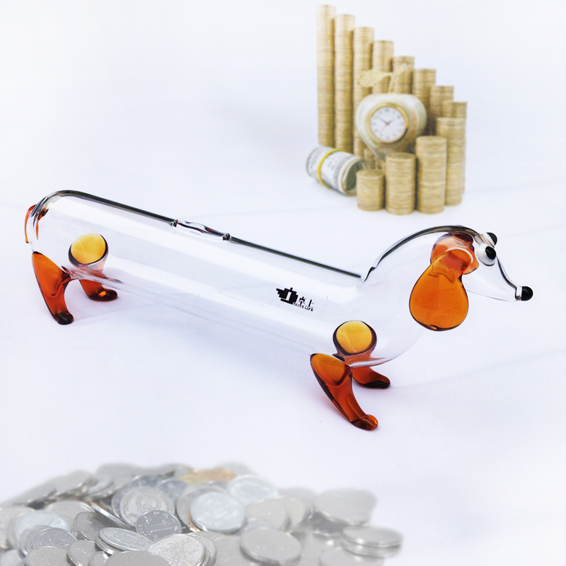 China forma fornecedores dinheiro de vidro do banco cão salvar atacadista banco de vidro